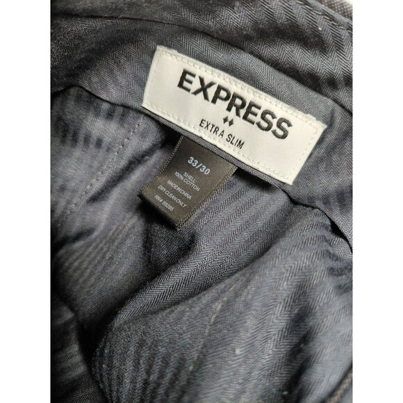 Express Men's Extra Slim Fit Suit 33/30 Gray Cotton Blend Blazer & Pants Set - Picture 5 of 16